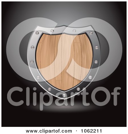 Clipart 3d Light Wood Shield - Royalty Free Vector Illustration by michaeltravers