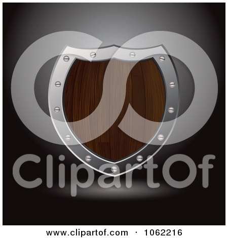 Clipart 3d Dark Wood Shield - Royalty Free Vector Illustration by michaeltravers