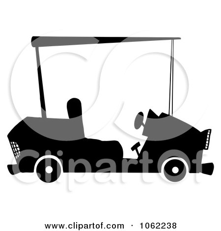 Clipart Black And White Golf Car - Royalty Free Vector Illustration by Hit Toon