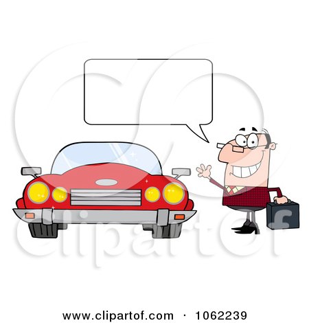 Clipart Talking Businessman And Convertible Car - Royalty Free Vector Automotive Illustration by Hit Toon
