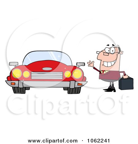 Clipart Commuter Businessman And Convertible Car - Royalty Free Vector Automotive Illustration by Hit Toon