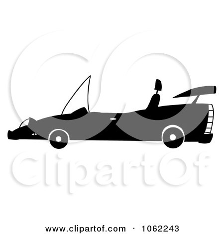 Clipart Black And White Cabriolet Car - Royalty Free Vector Automotive Illustration by Hit Toon