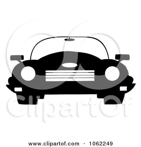 Clipart Black And White Convertible Car - Royalty Free Vector Automotive Illustration by Hit Toon