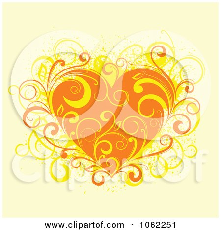 Clipart Orange Floral Heart - Royalty Free Vector Illustration by Vector Tradition SM
