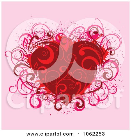 Clipart Red Floral Heart - Royalty Free Vector Illustration by Vector Tradition SM