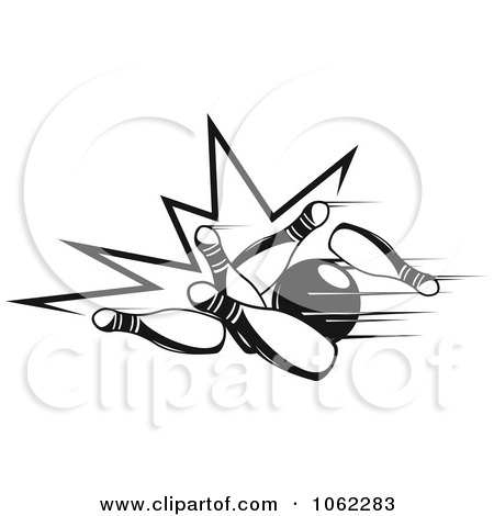 Clipart Bowling Ball And Pins In Black And White 8 - Royalty Free Vector Illustration by Vector Tradition SM