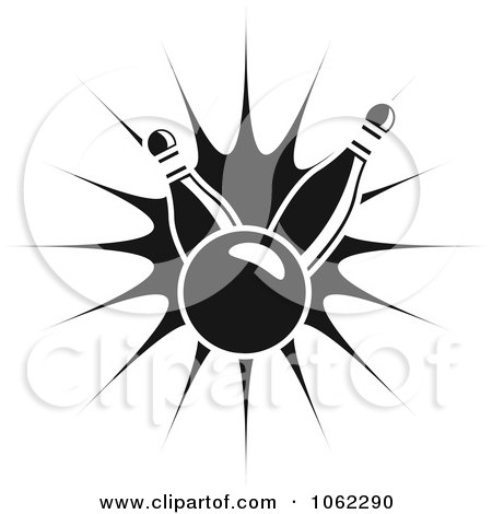 Clipart Bowling Ball And Pins In Black And White 4 - Royalty Free Vector Illustration by Vector Tradition SM