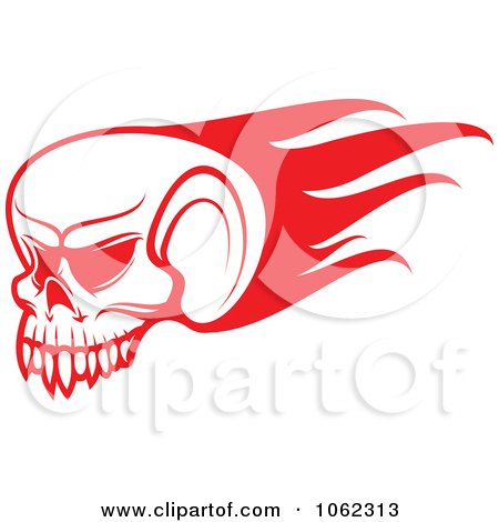 Clipart Red Flaming Skull Logo 3 - Royalty Free Vector Illustration by Vector Tradition SM