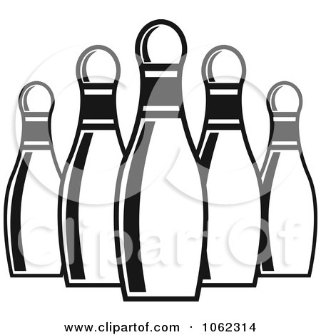 Clipart Bowling Pins In Black And White 2 - Royalty Free Vector Illustration by Vector Tradition SM