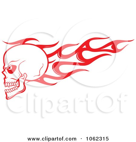 Clipart Red Flaming Skull Logo 1 - Royalty Free Vector Illustration by Vector Tradition SM