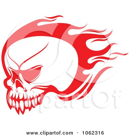 Clipart Red Flaming Skull Logo 2 - Royalty Free Vector Illustration by Vector Tradition SM
