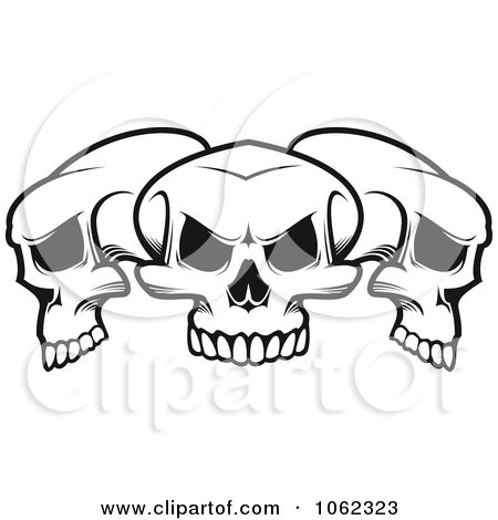 Clipart Three Black And White Skulls - Royalty Free Vector Illustration by Vector Tradition SM