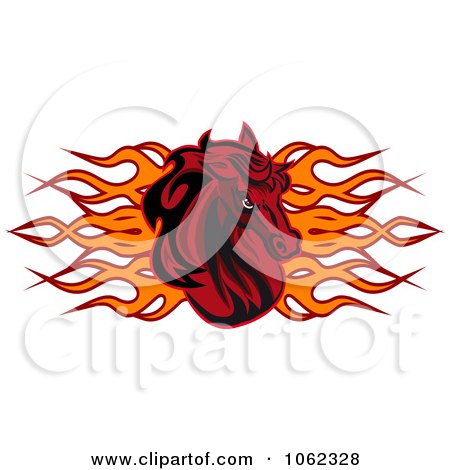 Clipart Horse And Flames Banner - Royalty Free Vector Illustration by Vector Tradition SM