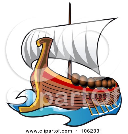 Clipart Viking Ship At Sail - Royalty Free Vector Illustration by Vector Tradition SM