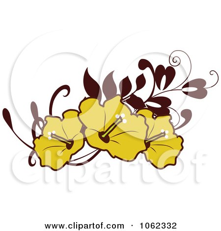 Clipart Yellow Hibiscus Flower Banner - Royalty Free Vector Illustration by Vector Tradition SM