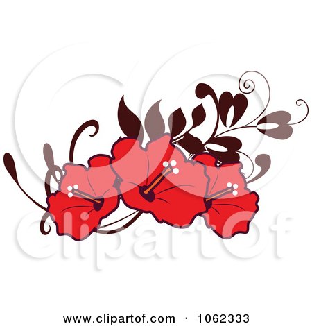 Clipart Red Hibiscus Flower Banner - Royalty Free Vector Illustration by Vector Tradition SM