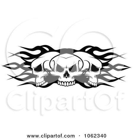 Clipart Three Flaming Skulls - Royalty Free Vector Illustration by Vector Tradition SM