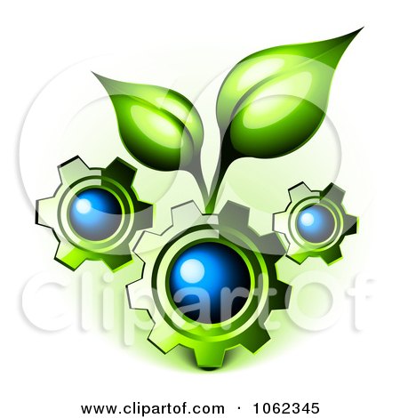 Clipart 3d Gears With Organic Leaves - Royalty Free Vector Illustration by Oligo