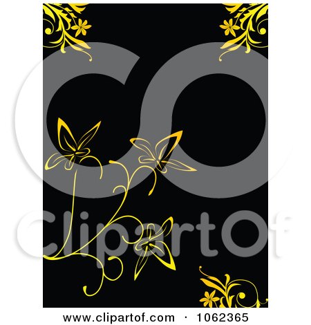 Clipart Black And Yellow Floral Background 2 - Royalty Free Vector Clip Art Illustration by Vector Tradition SM
