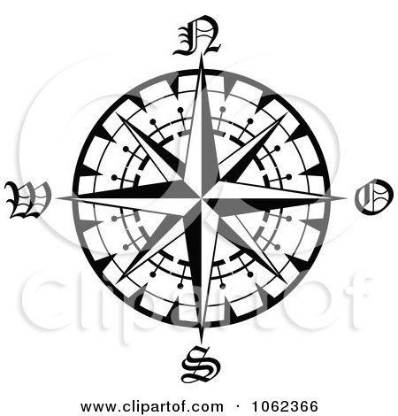 Clipart Compass Rose In Black And White 1 - Royalty Free Vector Illustration by Vector Tradition SM