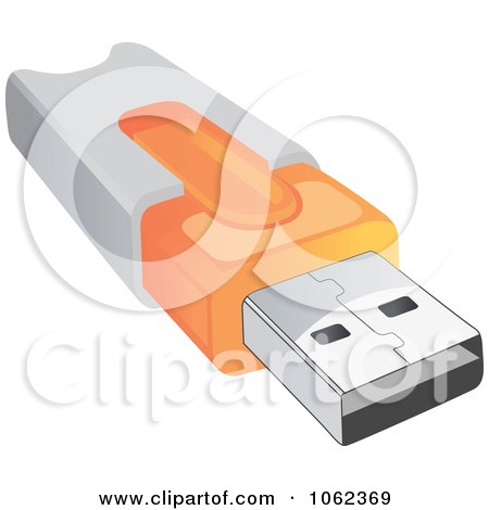 Clipart 3d Orange And White USB Flash Drive - Royalty Free Vector Illustration by Vector Tradition SM