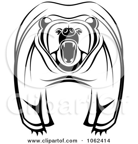 Clipart Mad Bear In Black And White - Royalty Free Vector Illustration by Vector Tradition SM