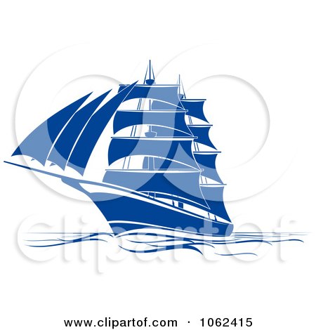 Clipart Blue Sailing Ship 1 - Royalty Free Vector Illustration by Vector Tradition SM