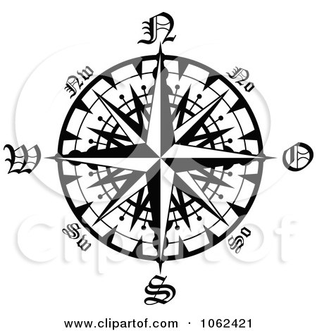 Clipart Compass Rose In Black And White 2 - Royalty Free Vector Illustration by Vector Tradition SM