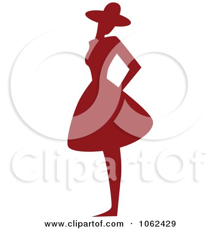 Clipart Red Fashionable Woman Logo - Royalty Free Vector Illustration by Vector Tradition SM
