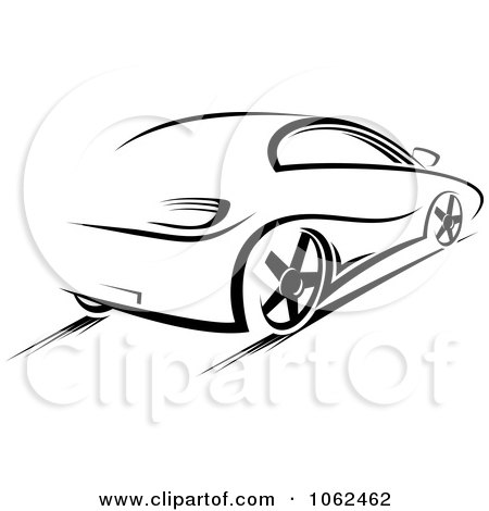 Clipart Driving Car In Black And White - Royalty Free Vector Illustration by Vector Tradition SM