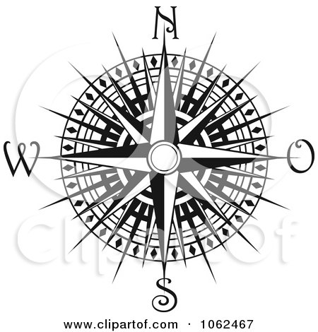 Clipart Compass Rose In Black And White 4 - Royalty Free Vector Illustration by Vector Tradition SM