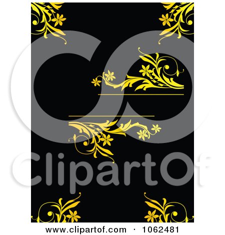 Clipart Black And Yellow Floral Background 1 - Royalty Free Vector Clip Art Illustration by Vector Tradition SM