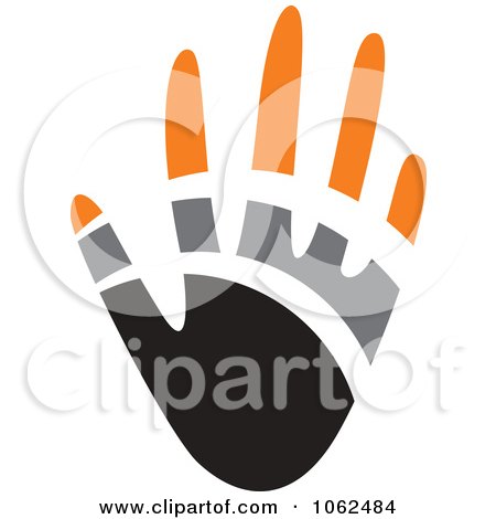 Clipart Black, Gray And Orange Hand Logo 1 - Royalty Free Vector Illustration by Vector Tradition SM