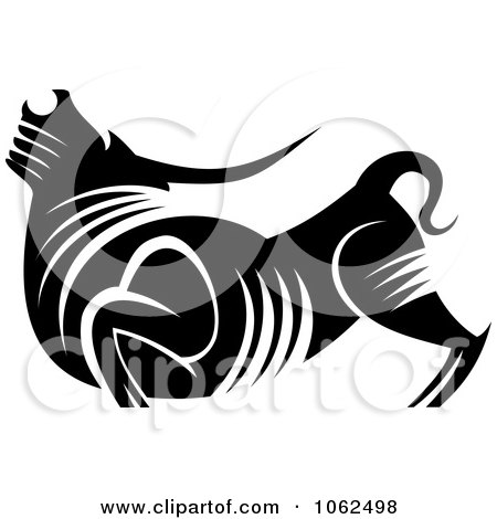 Clipart Bull In Black And White - Royalty Free Vector Illustration by Vector Tradition SM