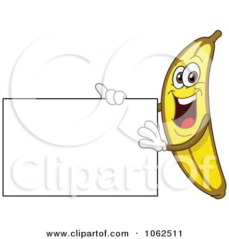 Clipart Banana Presenting A Sign - Royalty Free Vector Illustration by yayayoyo