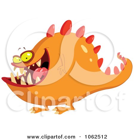 Clipart Spiked Orange Monster - Royalty Free Vector Illustration by yayayoyo