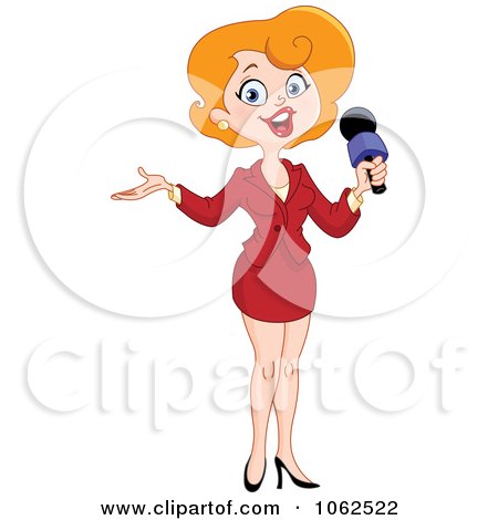 Clipart Happy Female Reporter Talking And Gesturing - Royalty Free Vector Illustration by yayayoyo