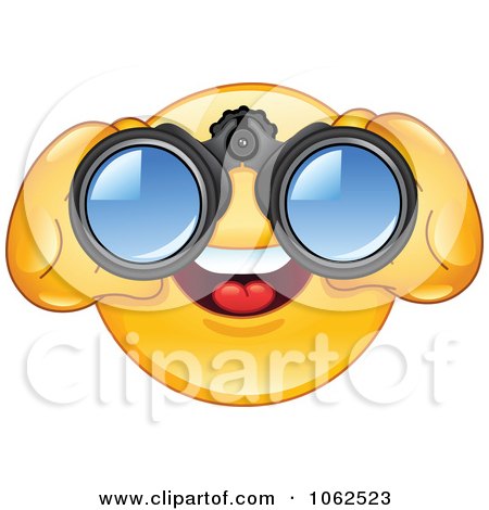 Clipart Emoticon Using Binoculars - Royalty Free Vector Illustration by yayayoyo