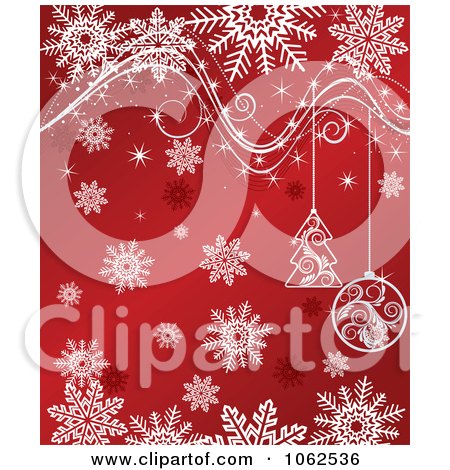 Clipart Red Christmas Ornament And Snowflake Background 2 - Royalty Free Vector Illustration by Vector Tradition SM