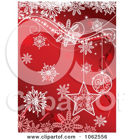 Clipart Red Christmas Ornament And Snowflake Background 1 - Royalty Free Vector Illustration by Vector Tradition SM