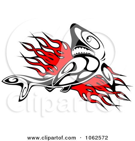 Clipart Tribal Shark And Flames - Royalty Free Vector Illustration by Vector Tradition SM
