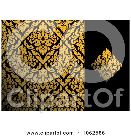 Clipart Gold And Black Floral Background 5 - Royalty Free Vector Illustration by Vector Tradition SM