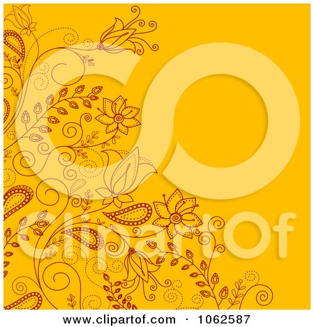 Clipart Orange Floral Background 1 - Royalty Free Vector Illustration by Vector Tradition SM
