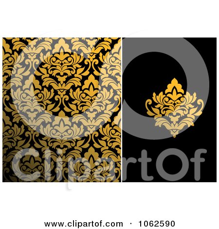 Clipart Gold And Black Floral Background 2 - Royalty Free Vector Illustration by Vector Tradition SM