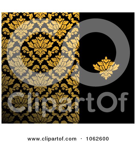 Clipart Gold And Black Floral Background 1 - Royalty Free Vector Illustration by Vector Tradition SM