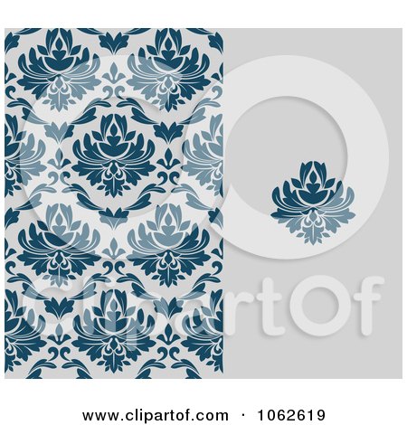 Clipart Blue And Gray Floral Background - Royalty Free Vector Illustration by Vector Tradition SM