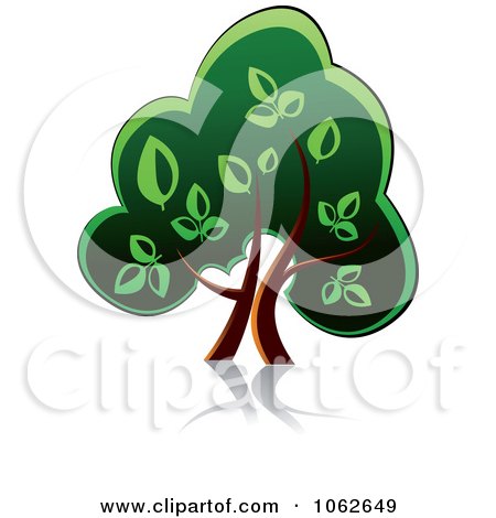 Clipart Green Tree And Reflection Logo 2 - Royalty Free Vector Illustration by Vector Tradition SM