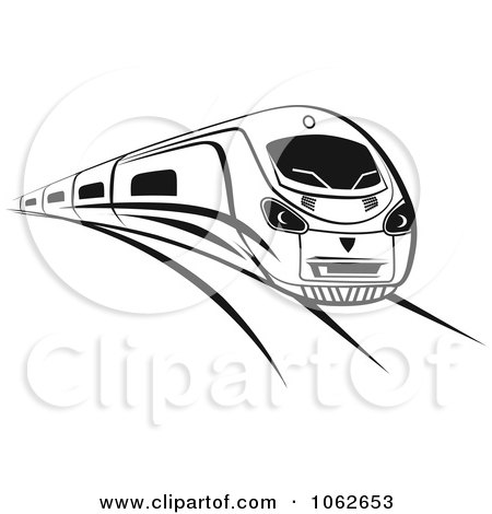 Clipart Subway Train In Black And White 1 - Royalty Free Vector Illustration by Vector Tradition SM