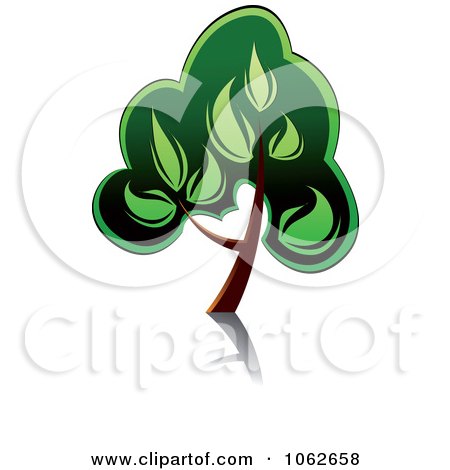 Clipart Green Tree And Reflection Logo 3 - Royalty Free Vector Illustration by Vector Tradition SM