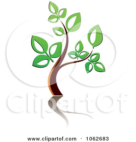 Clipart Green Tree And Reflection Logo 1 - Royalty Free Vector Illustration by Vector Tradition SM